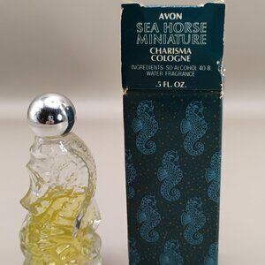collectible Avon vtg seahorse mini cologne decanter w box Charisma scent 1980